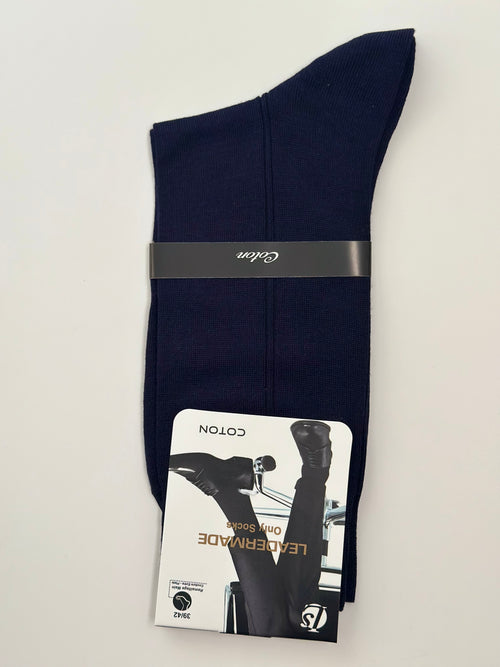 Chaussettes homme Leader Premium bleu marine en coton, taille 39/42