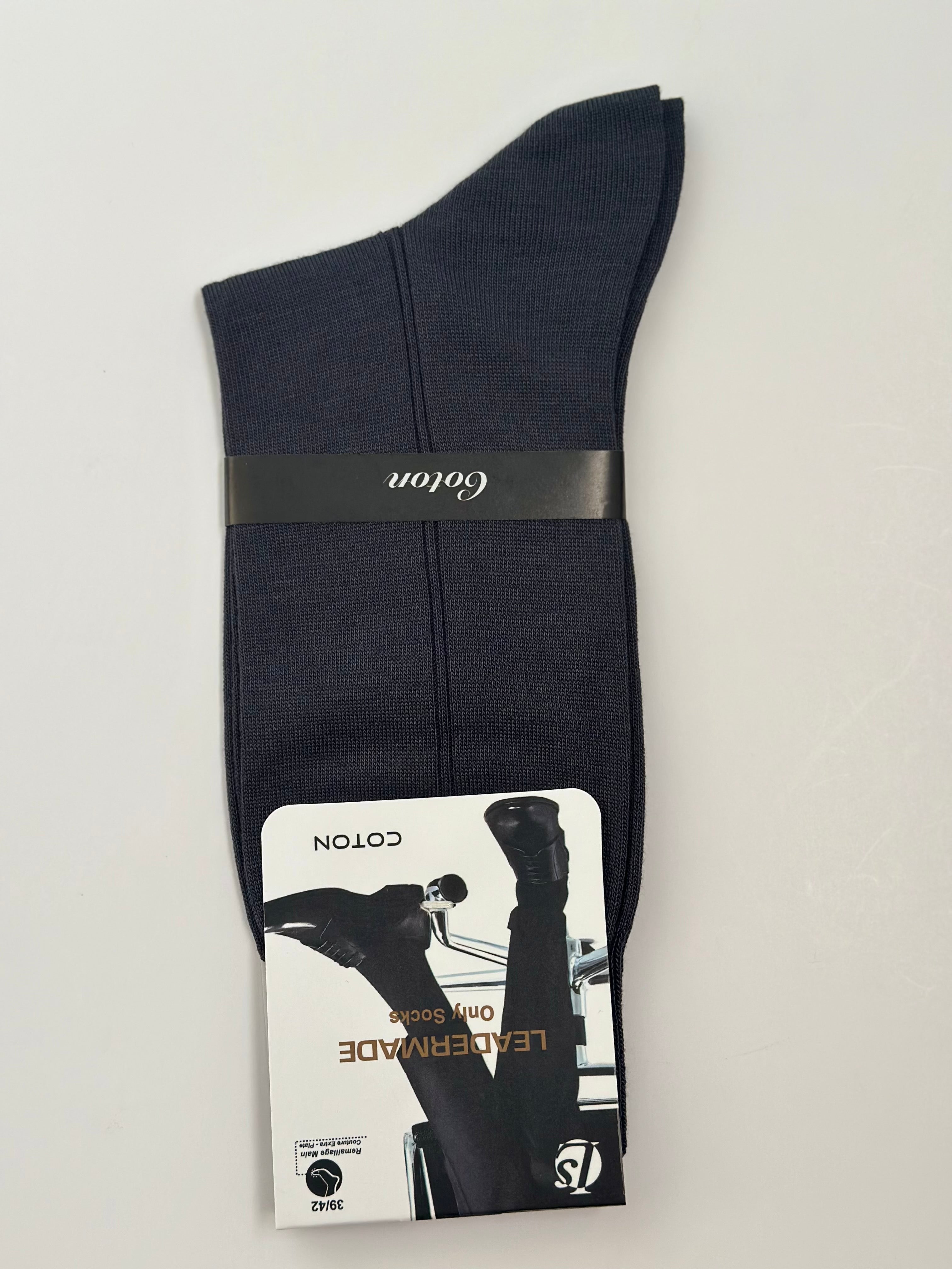 Chaussettes homme Leader Premium bleu nuit en coton, taille 39/42