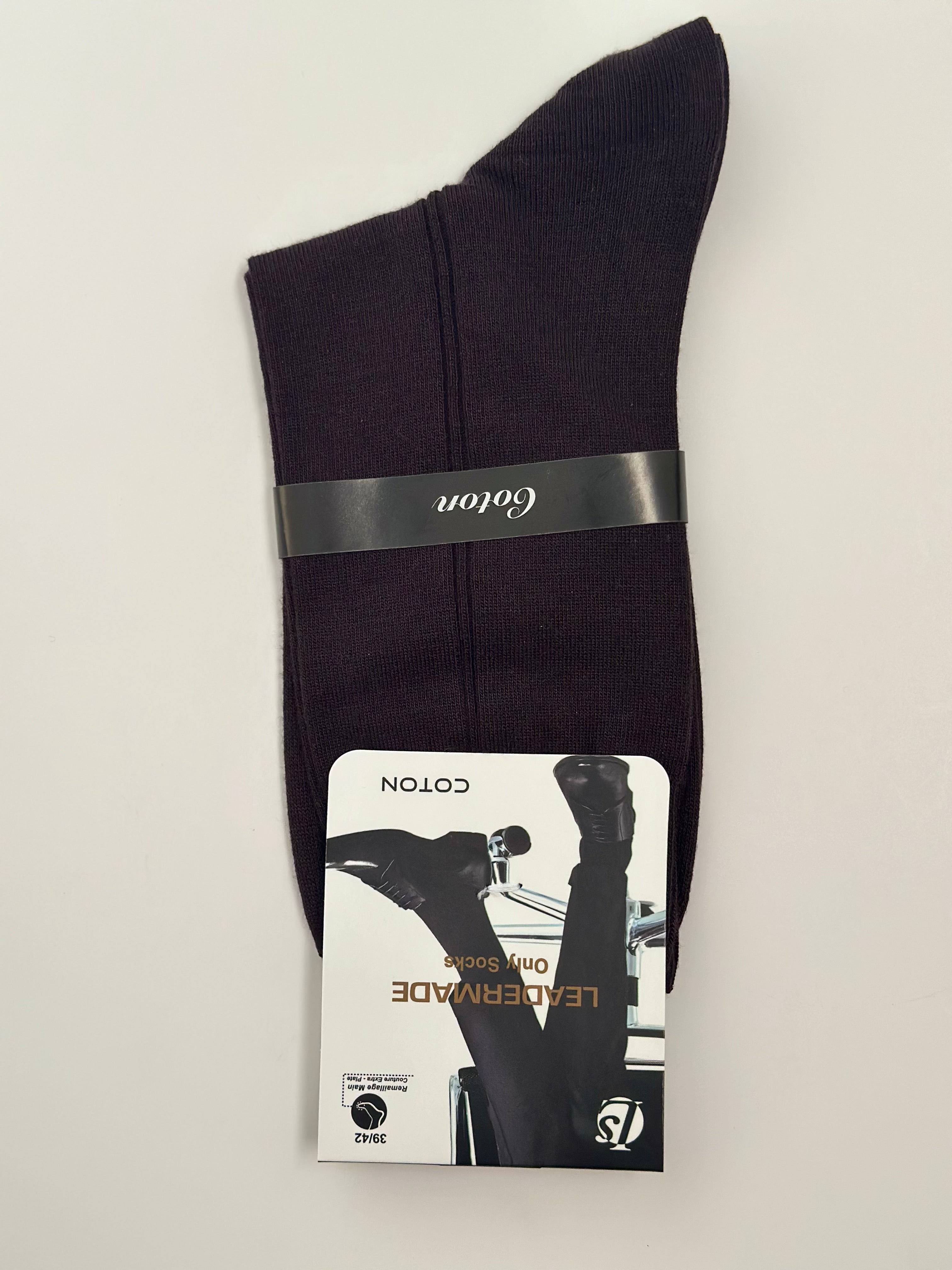 Chaussettes homme Leader Premium bordeaux en coton, taille 39/42