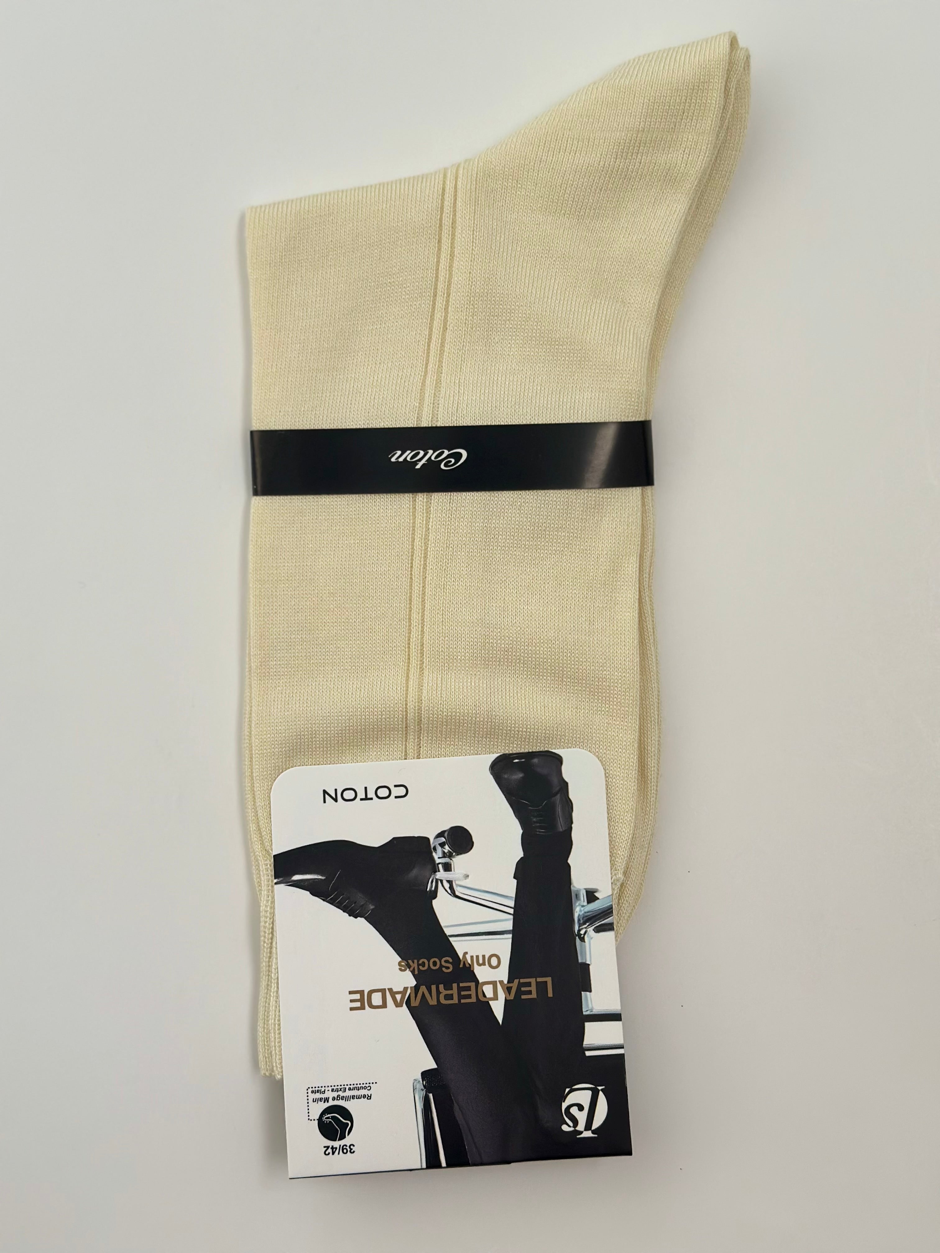 Chaussettes homme Leader Premium crème en coton, taille 39/42