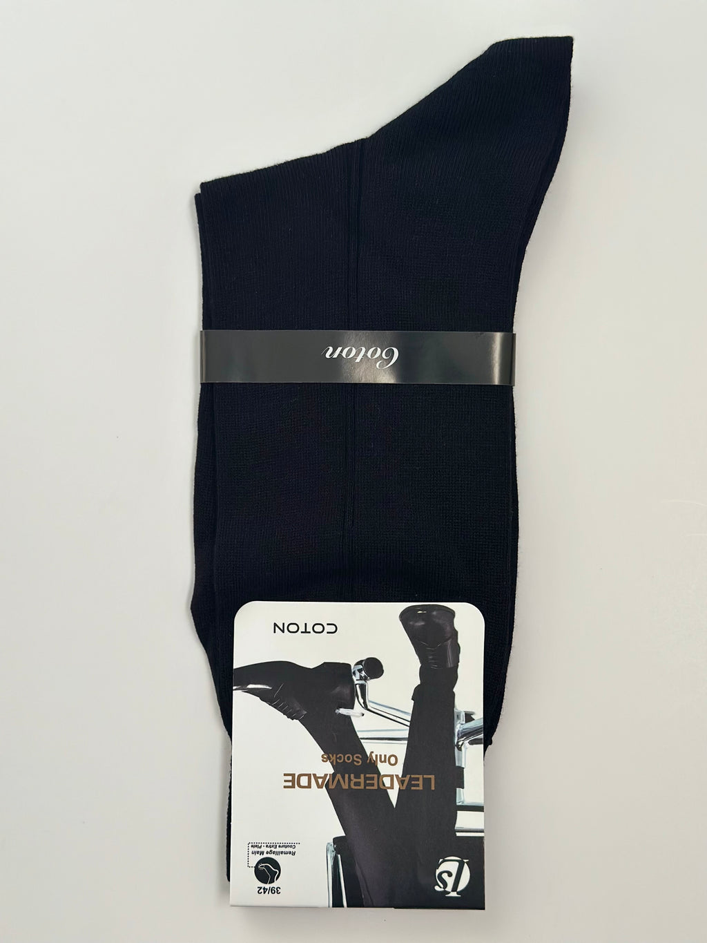 premium-noirChaussettes homme Leader Premium noires en coton, taille 39/42