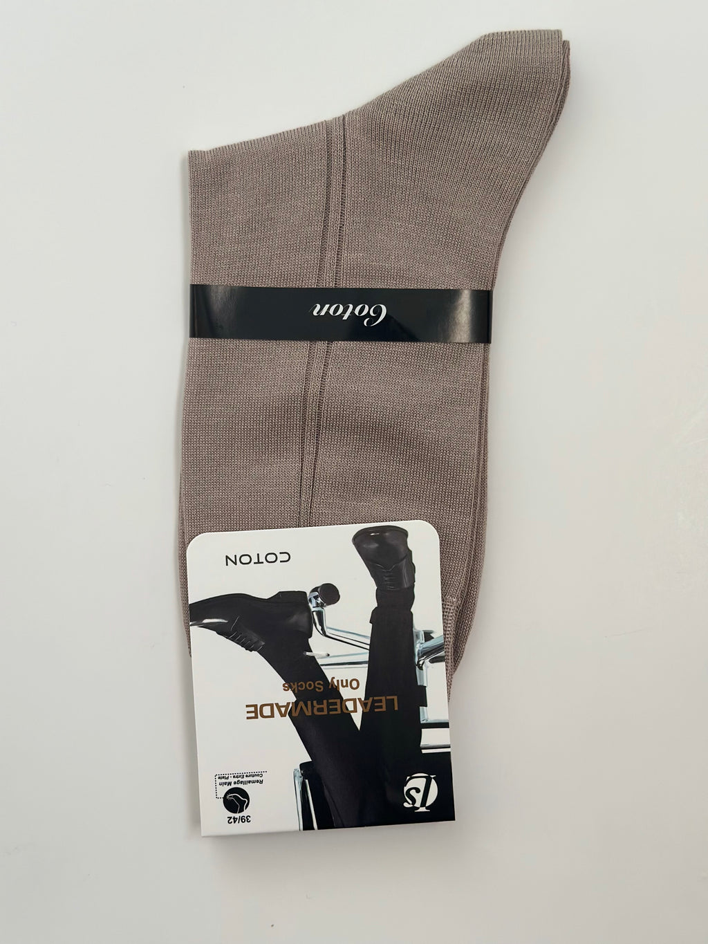 Chaussettes homme Leader Premium taupe en coton, taille 39/42