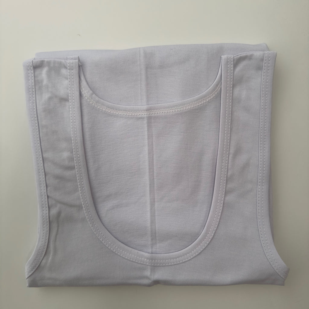 Débardeur homme blanc en coton, col rond