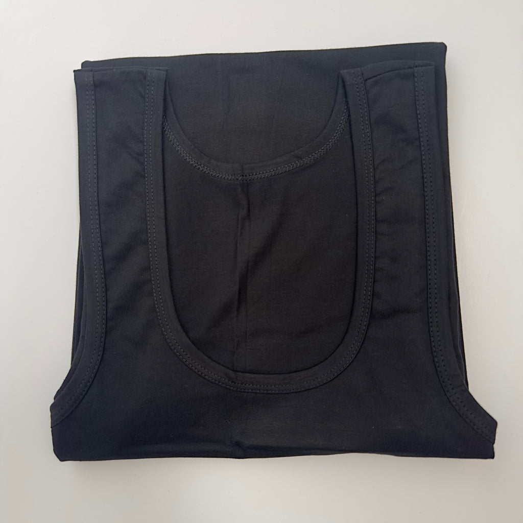Débardeur homme noir en coton, col rond