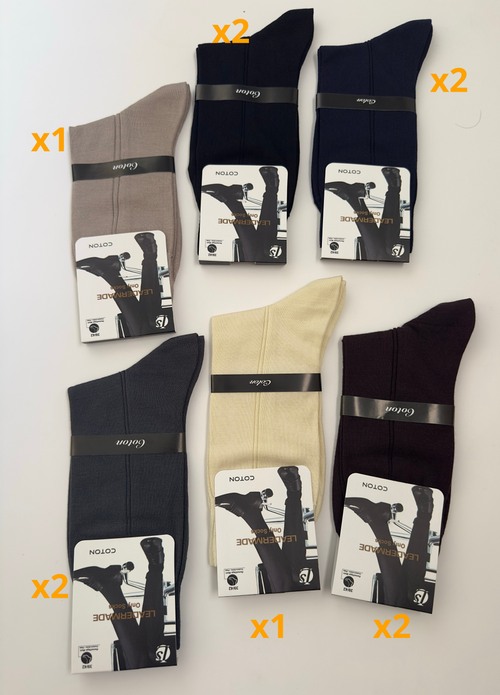 Pack de 10 chaussettes homme Leader Premium en coton, assortiment de couleurs