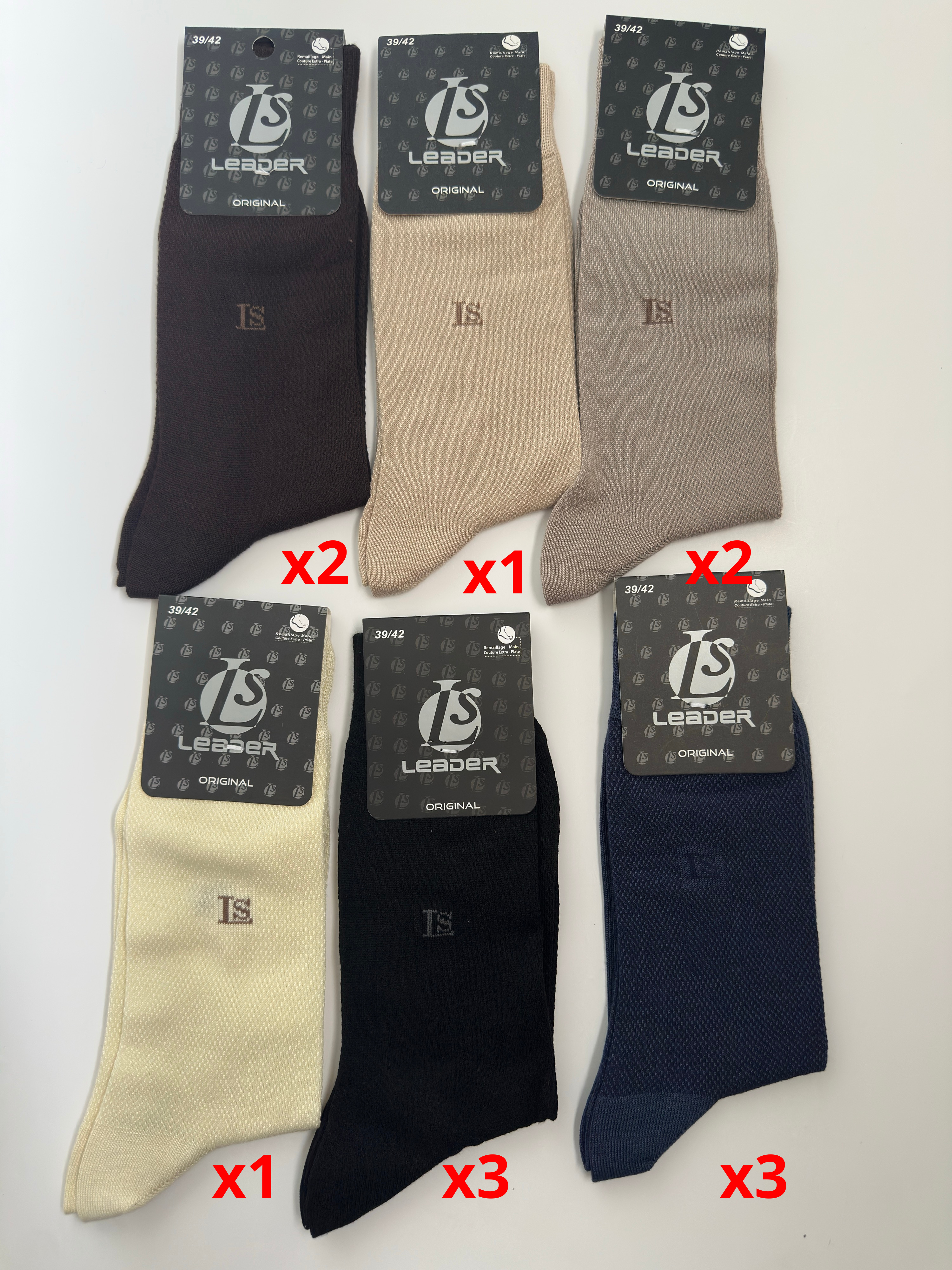 Pack de 12 chaussettes homme Leader, assortiment de couleurs