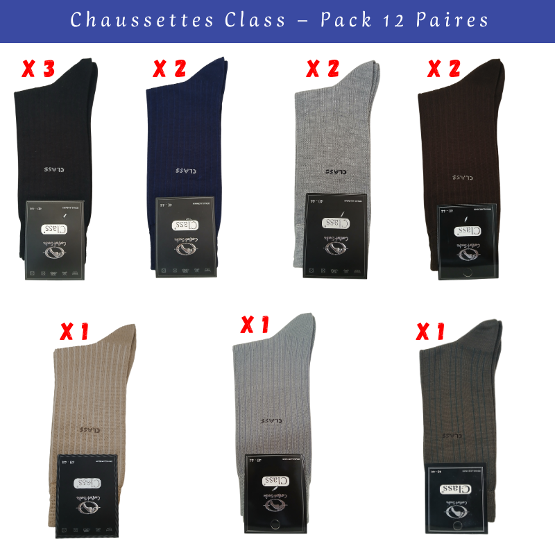 Chaussettes Class – Pack 12 Paires